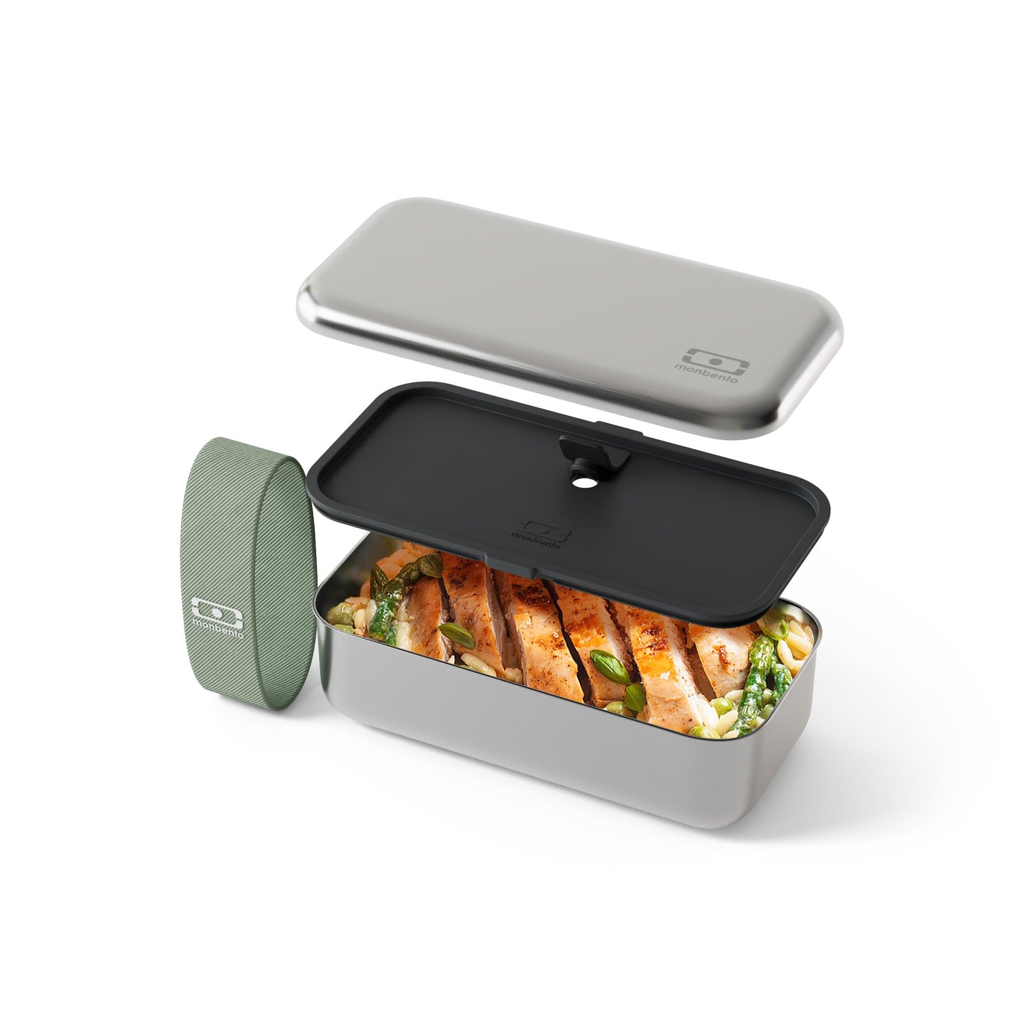 קופסת אוכל נירוסטה עם גומייה ירוקה מבית Monbento – תמונה 2