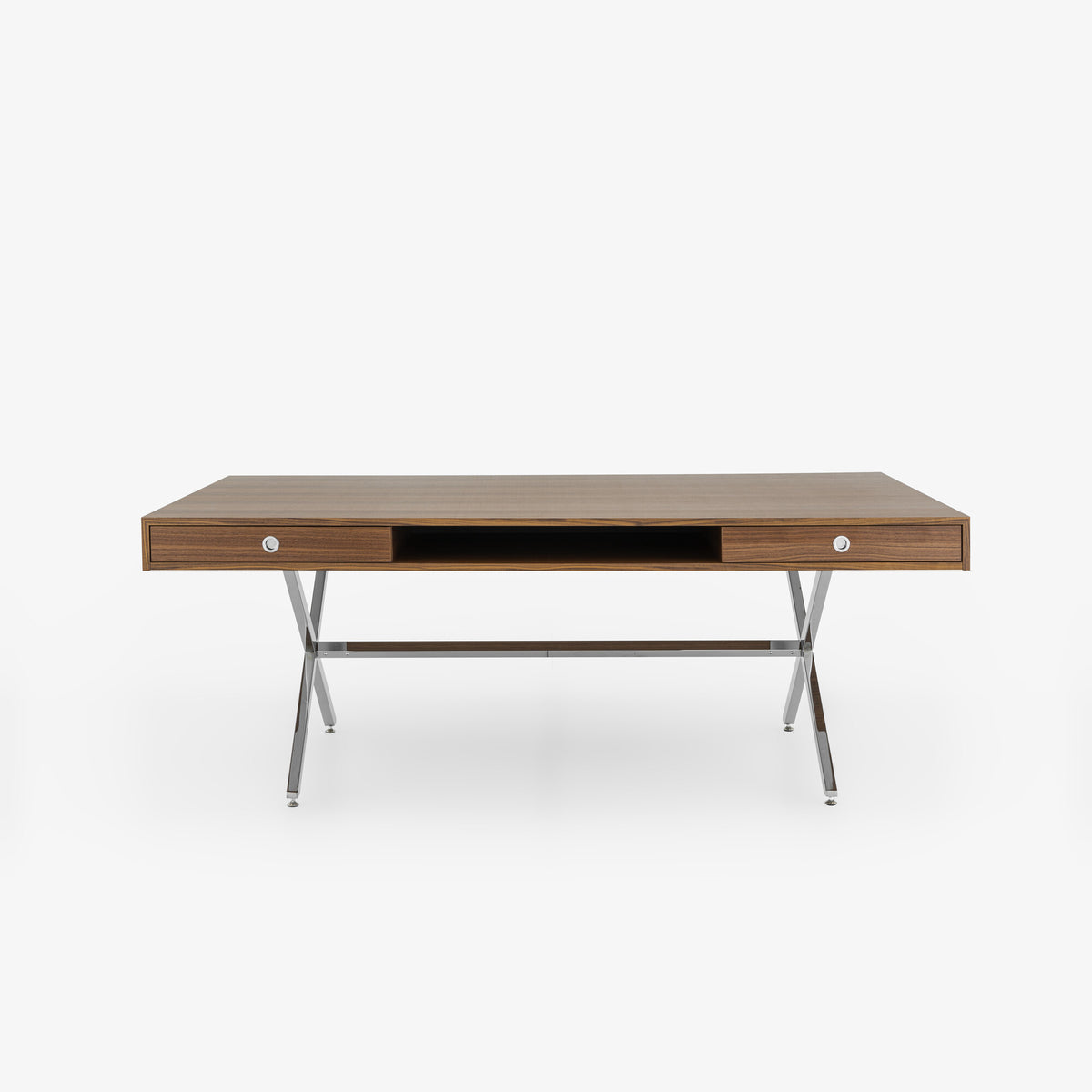 שולחן כתיבה Président מבית Ligne Roset, משטח אגוז ורגלי כרום
