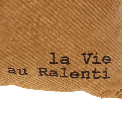 הכיתוב la Vie au Ralenti על בד חום מרקמי