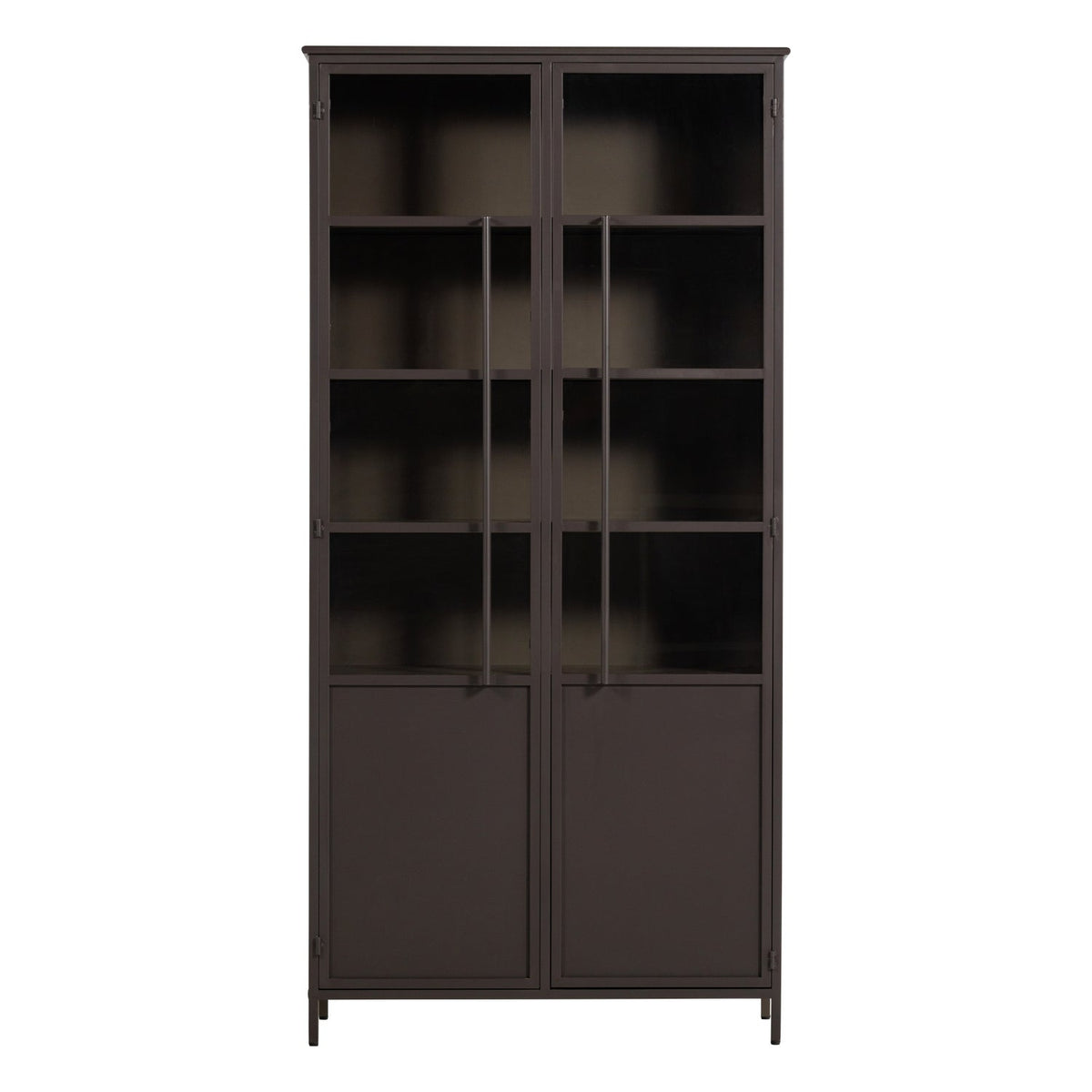 ויטרינת Exhibit XL בשתי דלתות בגוון חום כהה, מבט מלפנים על רקע לבן