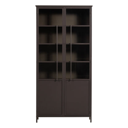 ויטרינת Exhibit XL בשתי דלתות בגוון חום כהה, מבט מלפנים על רקע לבן