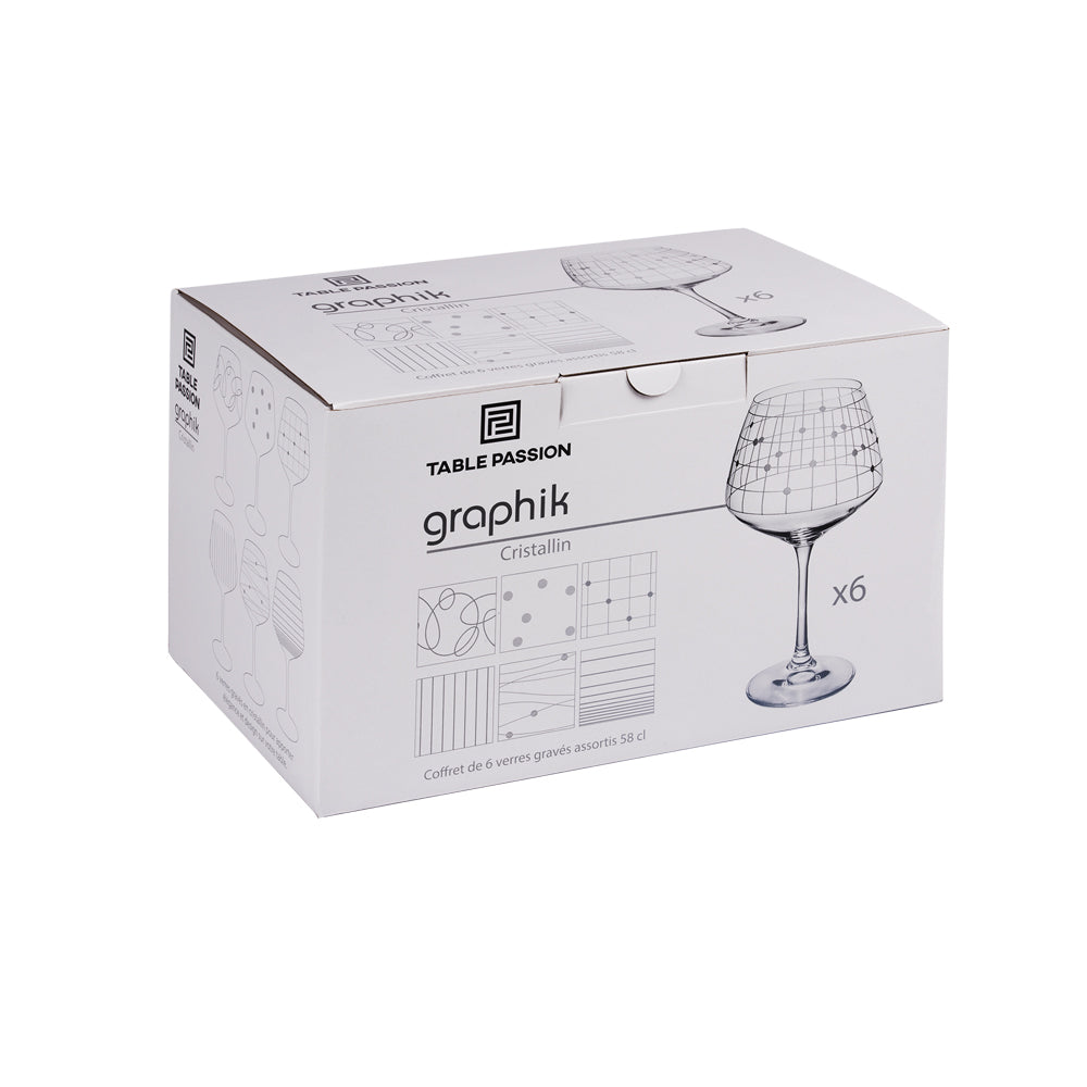 סט 6 גביעי יין גדולים GRAPHIK 580 מ"ל מבית Bastide, תמונה 3