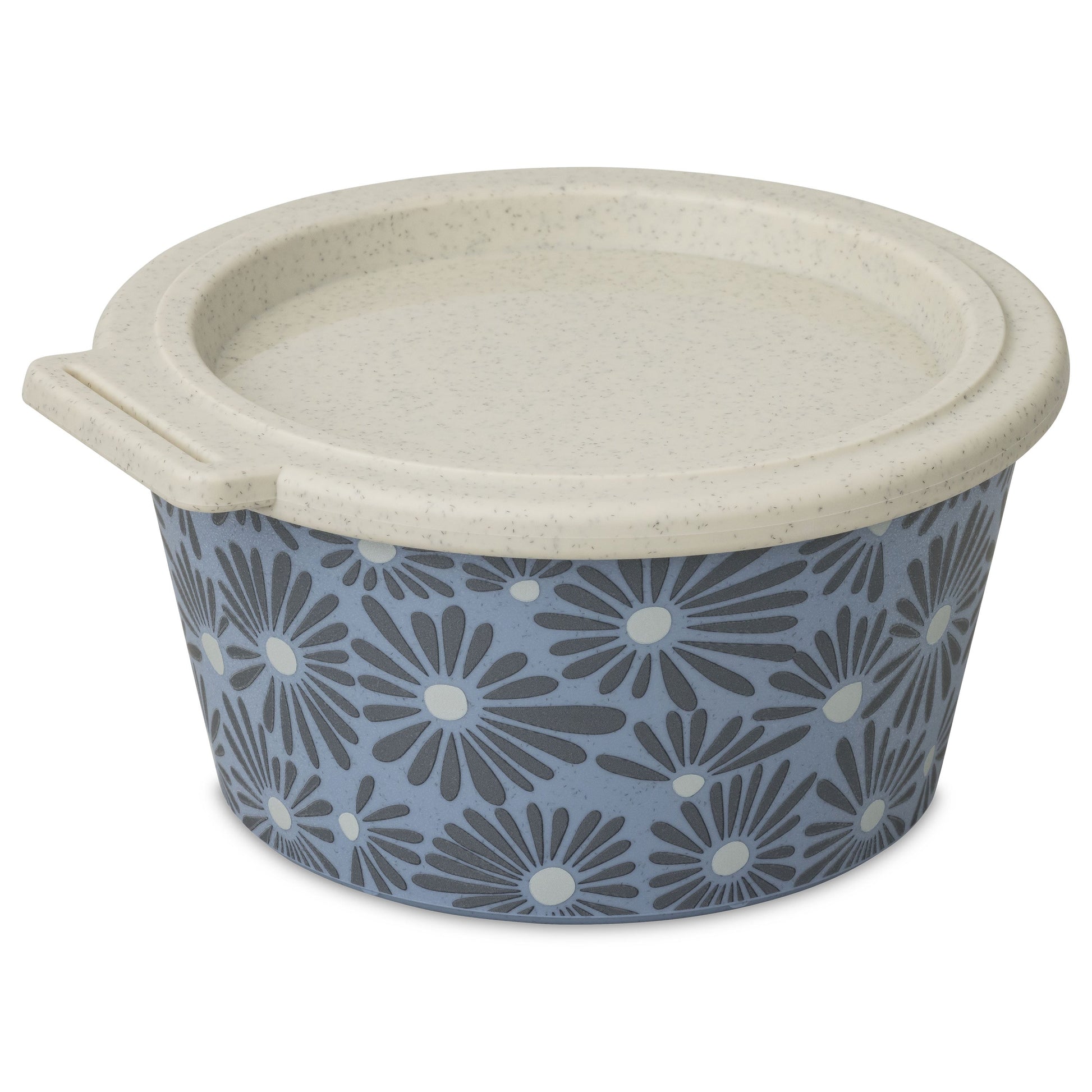 קופסת אחסון Blomster Daisy 700 מ"ל בכחול עם מכסה, על רקע לבן