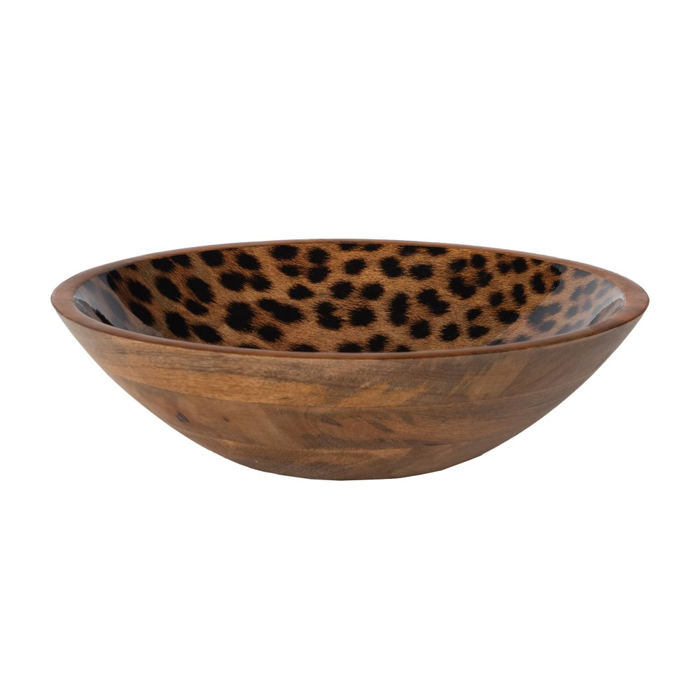 קערת עץ LEOPARD בקוטר 30 סמ עם הדפס מנומר