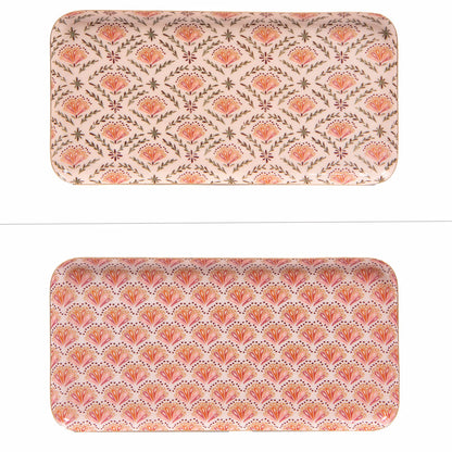 מגש הגשה RANGOLI 30×15 ס"מ מבית Bastide בהדפס הודי אדום וורוד