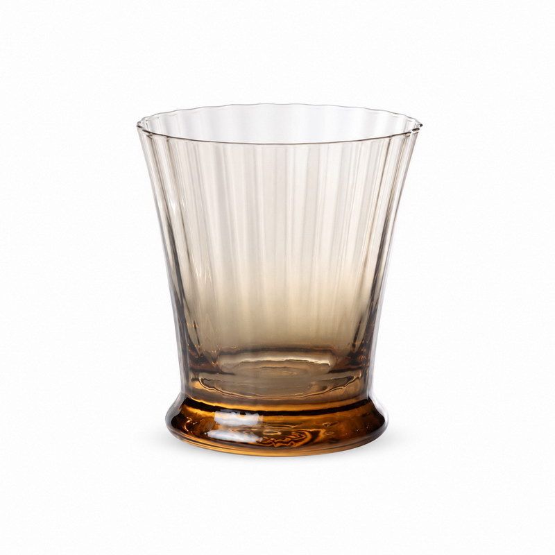 סט 6 כוסות שתיה קרה זכוכית פסים ענבר 240 מל