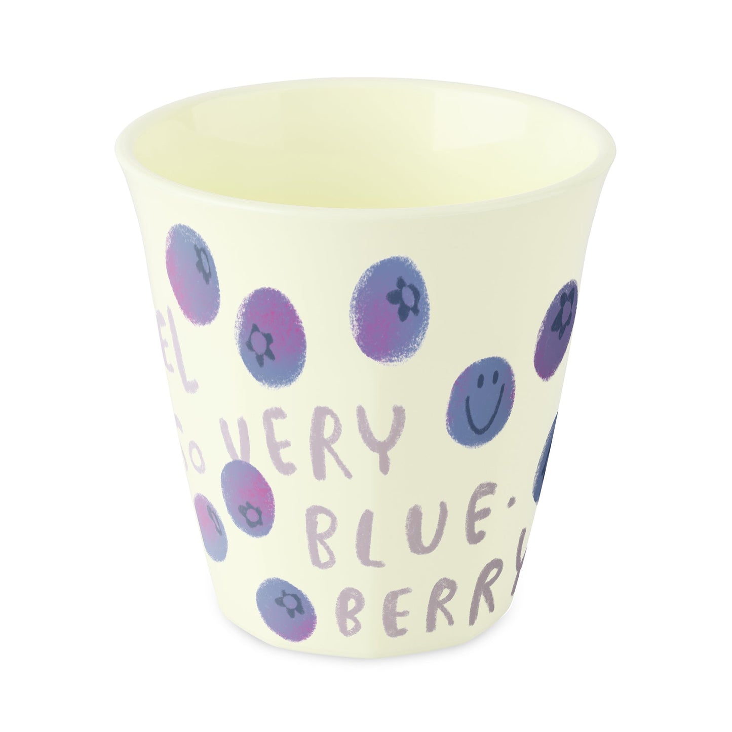 כוס Nora Juicies Blueberry בגוון קרם עם איור אוכמניות, על רקע לבן