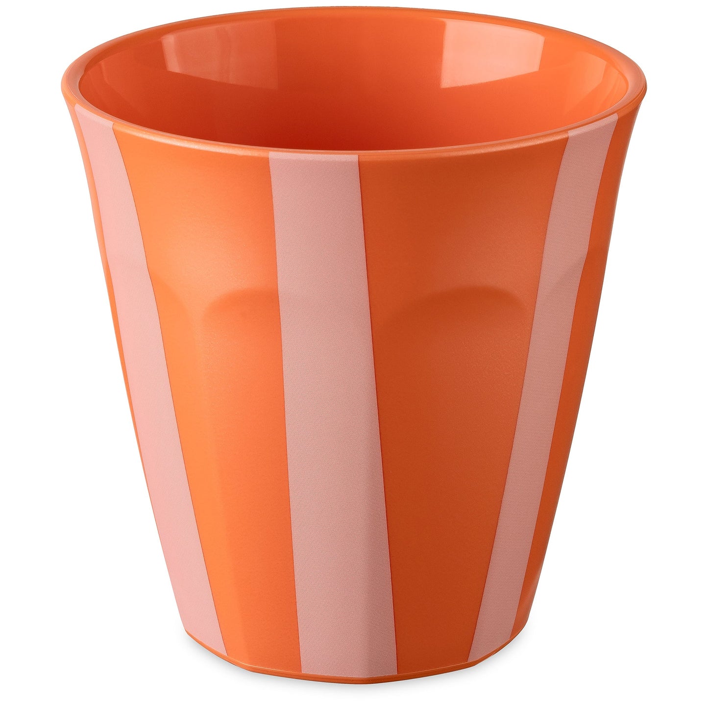 כוס Nora Stripes M בגוון אלמוג עם פסים צבעוניים, על רקע לבן