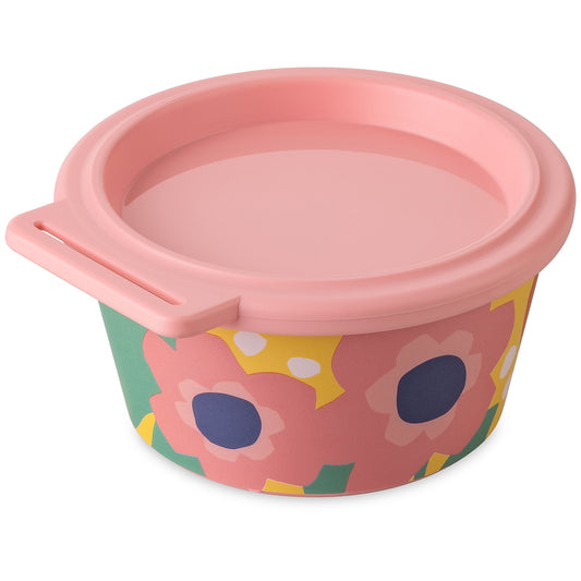 קופסת אחסון Nora Blooms 250 מ"ל עם מכסה והדפס פרחוני, על רקע לבן