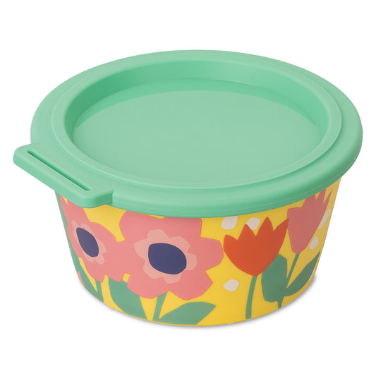 קופסת אחסון Nora Blooms 700 מ"ל עם מכסה והדפס פרחוני, על רקע לבן