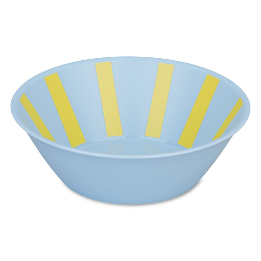קערית Nora Stripes בגוון תכלת עם פסים צבעוניים, על רקע לבן