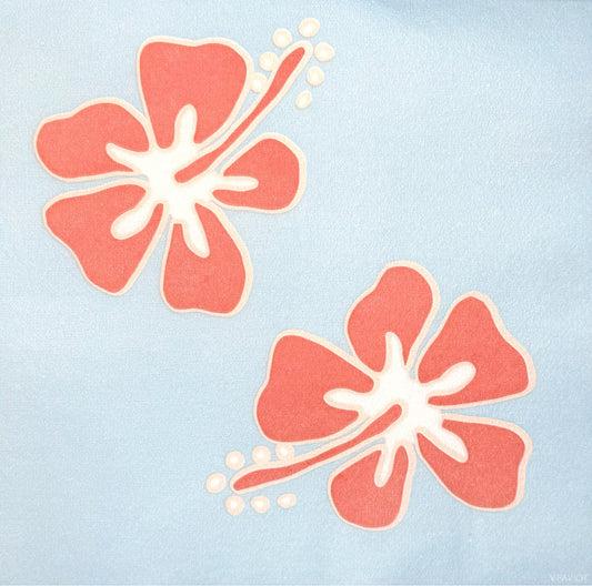 מפיות אירוח HIBISCUS עם פרחי היביסקוס בגווני תכלת, מבית Françoise Paviot