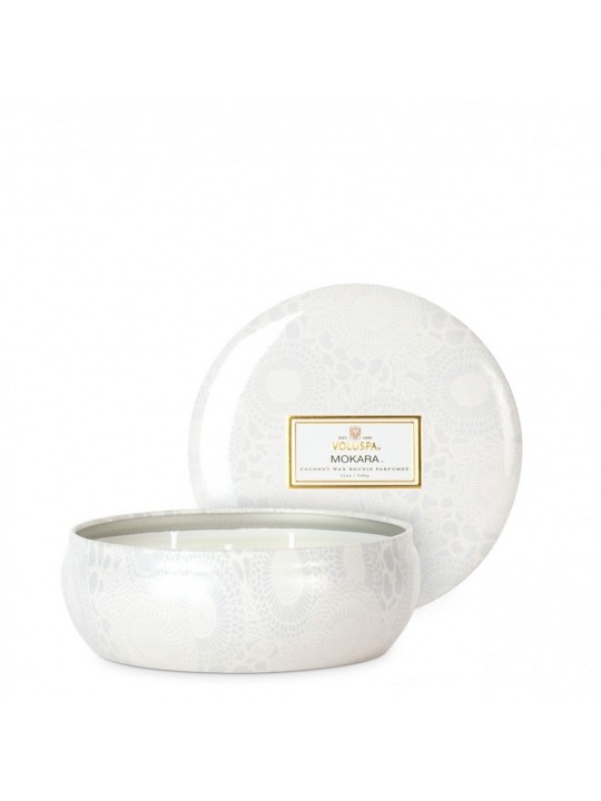 MOKARA candle in a tin with 3 wicks