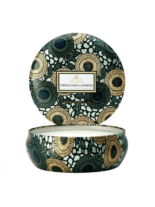 FRENCH CADE LAVENDER candle in large tin with 3 wicks
